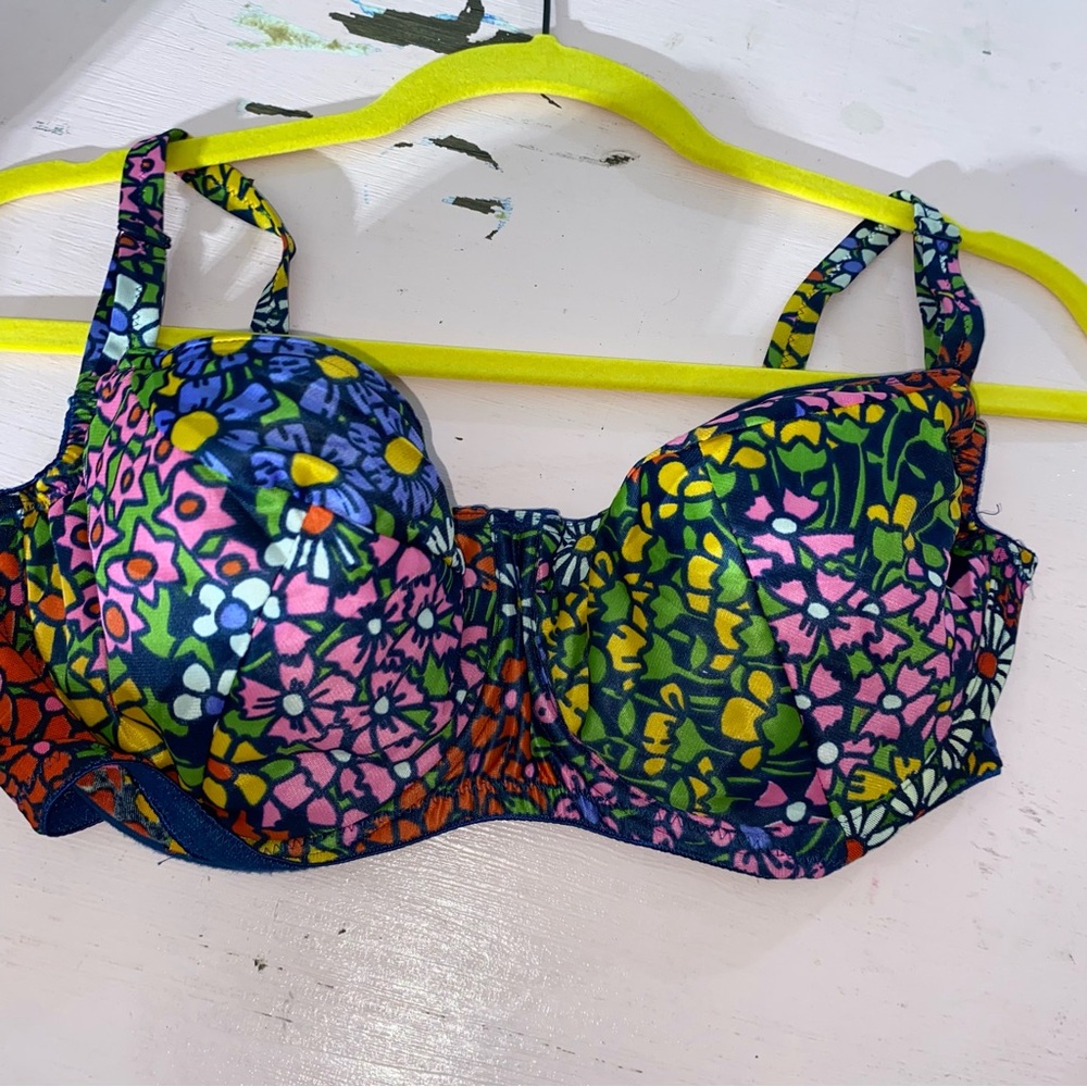 Gorgeous Vintage Vanity Fair Rainbow Floral Bra Underwire Multicolored EUC 34D